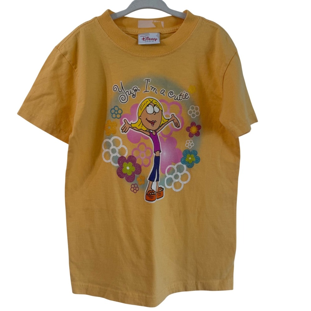 Vintage 90s y2k Disney Lizzie McGuire yellow girls t shirt 4-5 Hilary duff 2000s